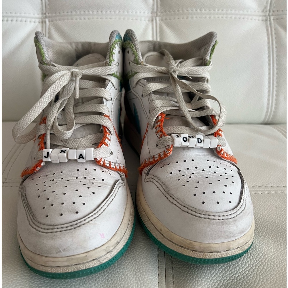 Nike Air Jordan White Multi Sneakers Size US 4.5 Y Kids - Picture 7 of 9